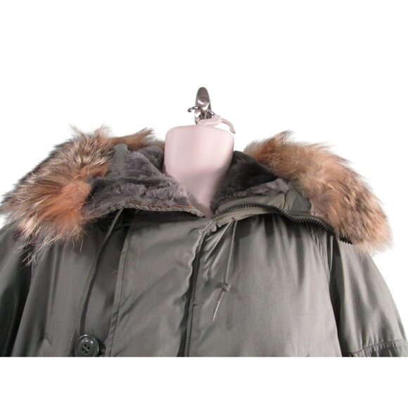 Vintage USAF Extreme Cold Weather Flying Jacket N-3BFur Lined Snorkel Hood GUC X - Picture 15 of 16